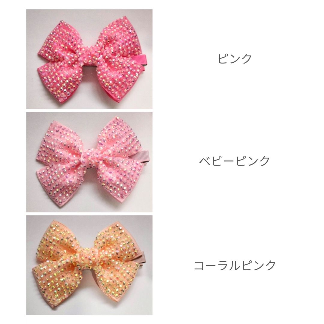 ヘアクリップ　ヘアピン　リボン　ラインストーン　可愛い　きらきら　ヘアアレン...