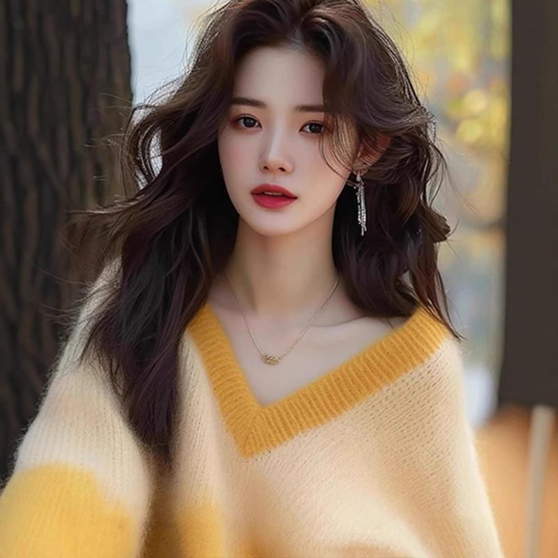 ニットセーター レディース イエロ�