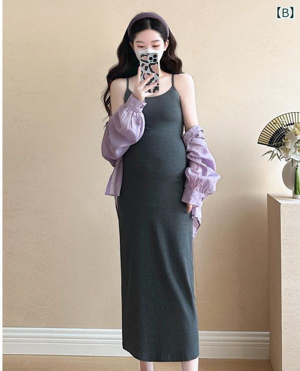 妊婦服 春 シンプル ゆったり 薄手 軽量 シャツ ジャケット ベスト スカート セッ...