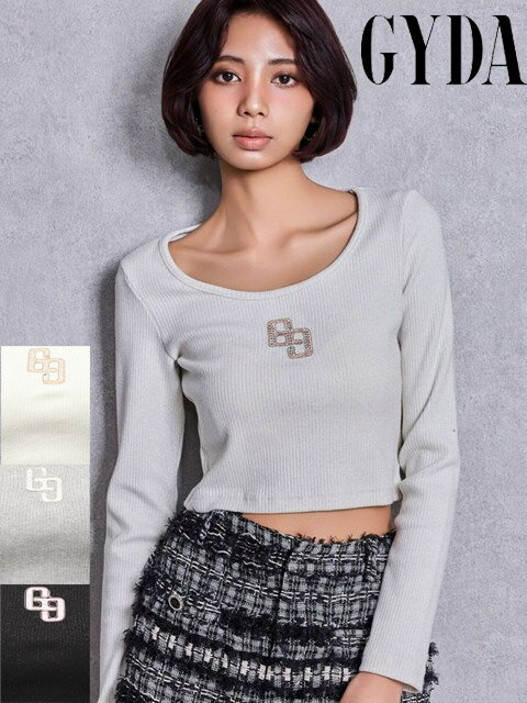 予約 GYDA ジェイダ GGロゴ ラインストーン ラメ テレコ ハーフスリーブ トップス 072622732001 109系 ギャル