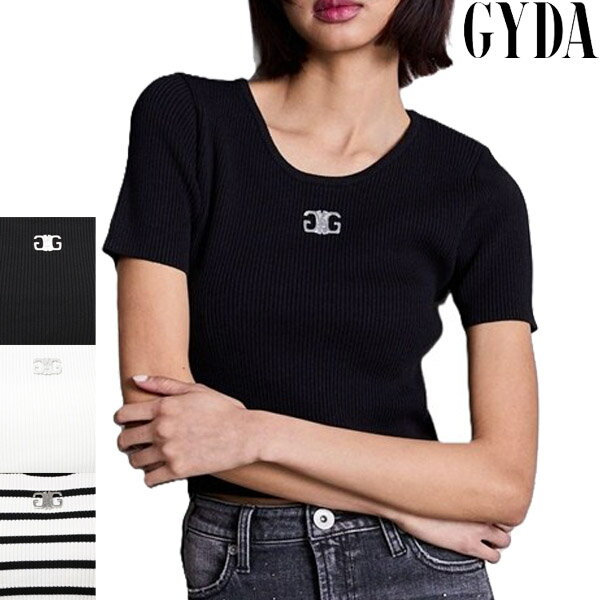 乐天商城 - GYDA ジェイダ レディース symmetry GYDAプレートハーフスリーブニットTOPS ニットトップス 正規品 072632640001