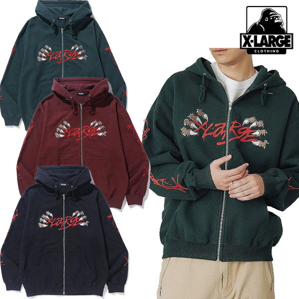 エクストララージ パーカー メンズ エクストララージ XLARGE CLAW ZIP HOODED SWEATSHIRT ジップ パーカー フーディー 前あき クロー メンズ レディース ブランド ストリート 新品 正規店