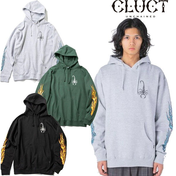 樂天商城 - クラクト CLUCT SCORPION [HOODIE] スコーピオン パーカー フーディー スウェット 袖プリント フレイム ビックシルエット カリフォルニア メンズ ブランド