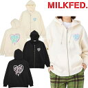 ミルクフェド MILKFED. MELTY HEART ZIP UP HOODIE ハートロゴ ジップパーカー スウェット フーディー ビックシルエット レディース ブランド 正規