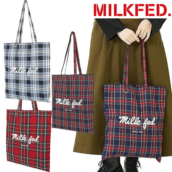 ミルクフェド MILKFED. ICING LOGO FLAT TOTE BAG アイコン ロゴ フラット トートバッグ カバン A4 チェック 小物 雑貨 レディース ブランド 正規