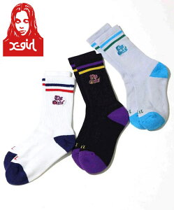 å X-GIRL OLD ENGLISH LOGO LINE RIB SOCKS ɥ󥰥å  饤 å  ʪ  ե ץ쥼 ֥  ǥ