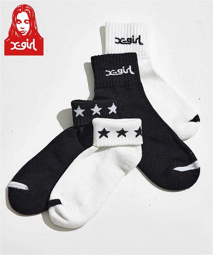 楽天FAITHSTOREエックスガール X-GIRL LOGO 2P SOCKS ロゴ ソック ス 2足 セット 靴下 小物 雑貨 ギフト プレゼント ブランド レ ディース 最安