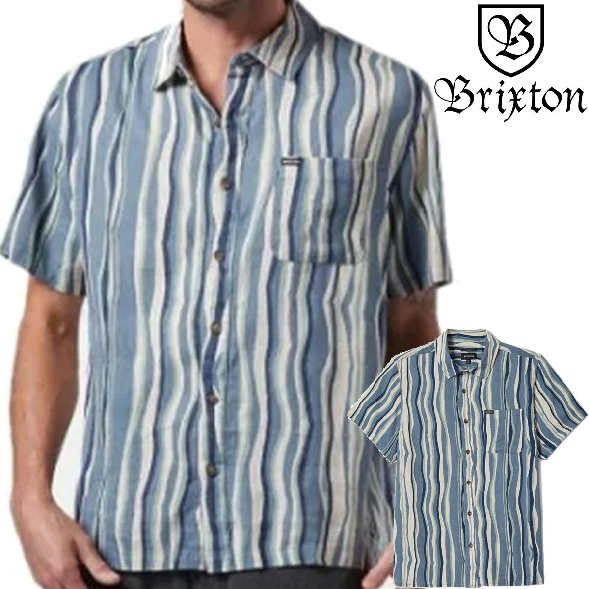 Brixton CRU ストライプ 半袖シャツ M 楽天市場】BRIXTON（柄ストライプ）（メンズファッション）の通販