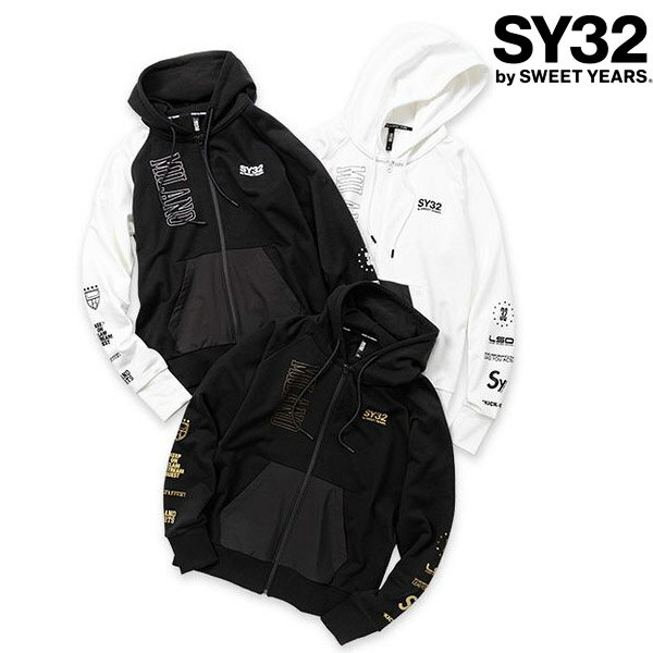 SY32 by SWEET YEARS エスワイサーティトゥ TEXTURE MIX ZIP HOODIE テクスチャー ミックス ジップ フーディー パーカー ユニセックス セットアップ 正規 新品