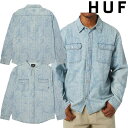 ハフ HUF CEREMONY DENIM SHIRT デニム シャツ 長袖 ロゴ 総柄 人気 大人 メンズ レディース ストリート スケート ブランド 新品 ...