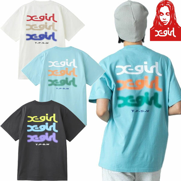 Three-Quarter - エックスガール X-girl GLOW LOGO S/S TEE グローイング ロゴ バックプリント 半袖 Tシャツ レディース ストリート ブランド 新品 正規品