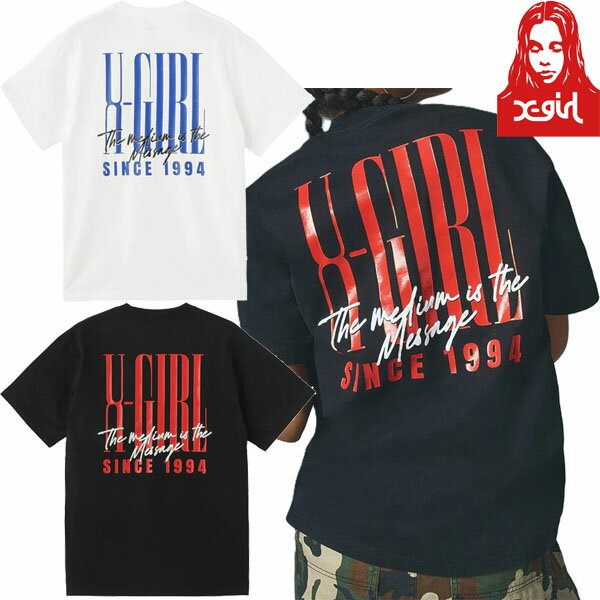 エックスガール X-girl VERTICAL LOGO S/S TEE バーチカル ロゴ バックプリント 半袖 Tシャツ レディース ストリート ブランド 新品 正規品