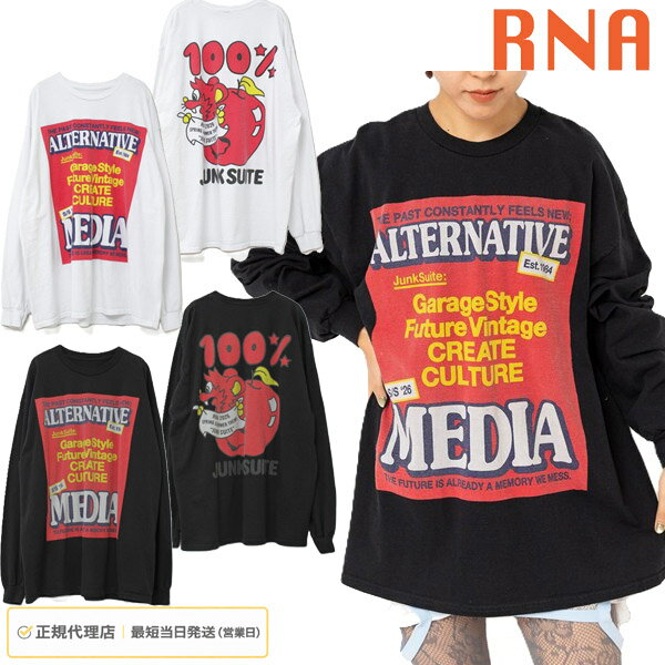 乐天商城 - RNA アールエヌエー バナープリントロンT M2620 レディース 長袖Tシャツ ロンT プリントT カジュアル 個性的