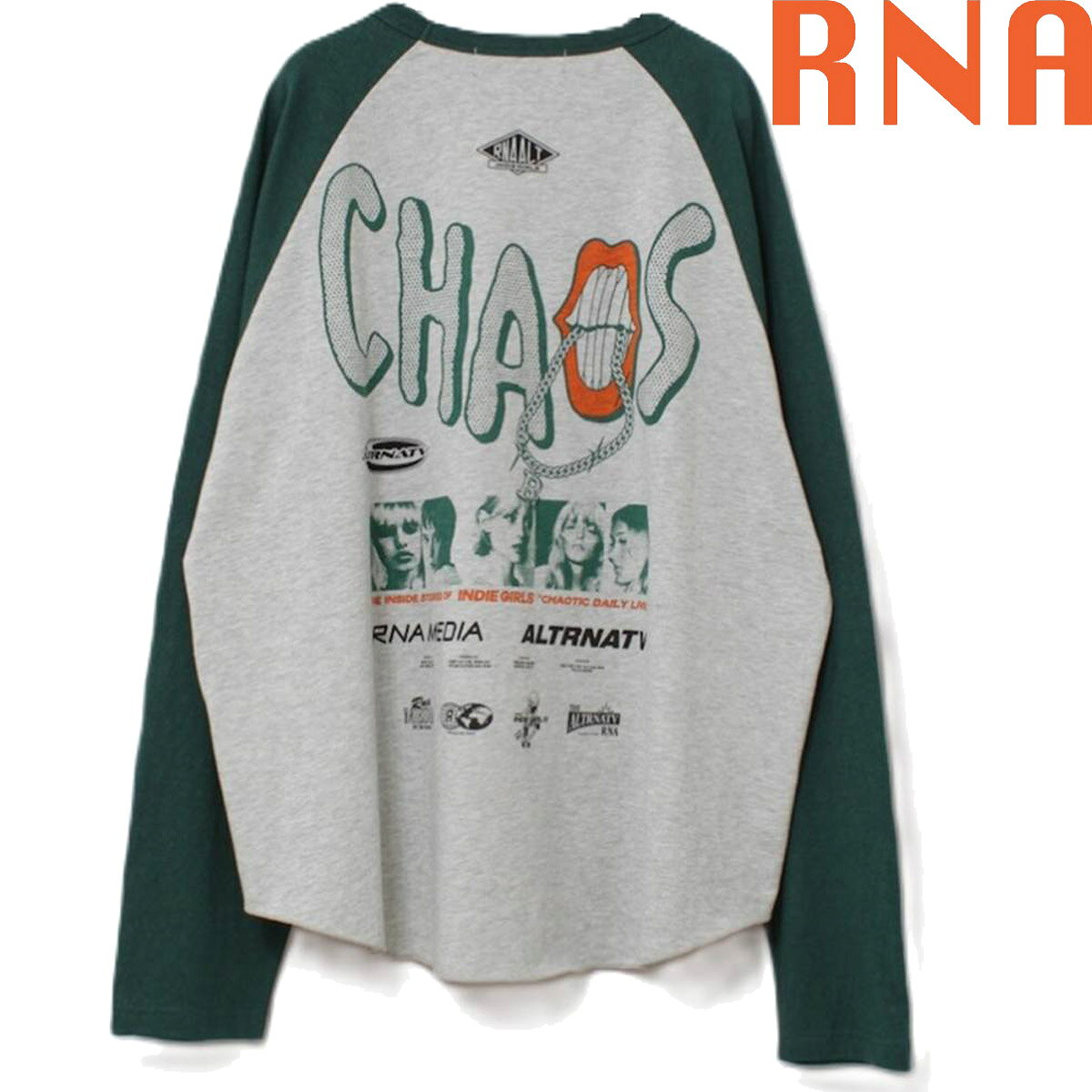 RNA アールエヌエー レディース CHAOS MOVIE ラグランT 長袖 ロンT プリントT グラフィックT ロゴT 配色ラグラン M2745