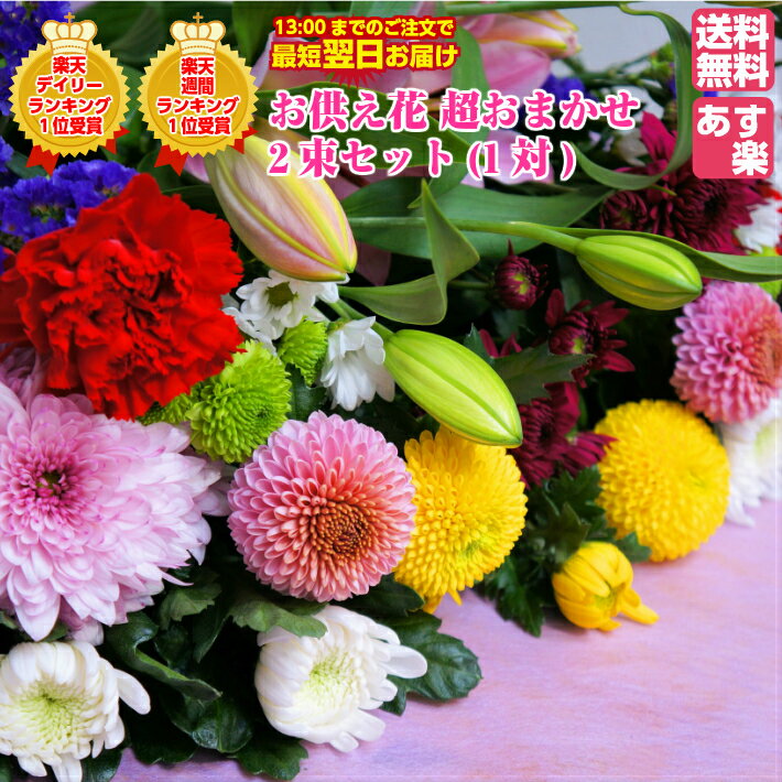 ボリュームたっぷり花束 ★あす楽購入用★ お供え花 2束セット(一対)超おまかせ ボリュームたっぷり!【送料無料】【贈答に最適!!】菊生産者 新鮮 国産 生花 花束 仏花 お盆 彼岸 ご供養 お悔やみ お墓参り おそなえ 墓花 法要法事 月命日 お供え花 供花 1対【当店オススメ】父の日参り