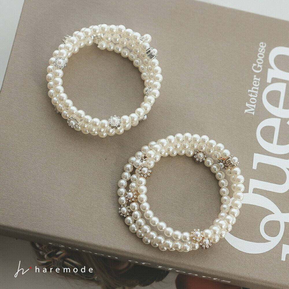 乐天商城 - ブレスレット パール フォーマル 結婚式 セレモニー アクセサリー 3連 ビジュー 華やか パーティー 可愛い おしゃれ シンプル 上品 お呼ばれ 謝恩会 入学式 卒業式 ママ ゴールド シルバー haremode rt44002