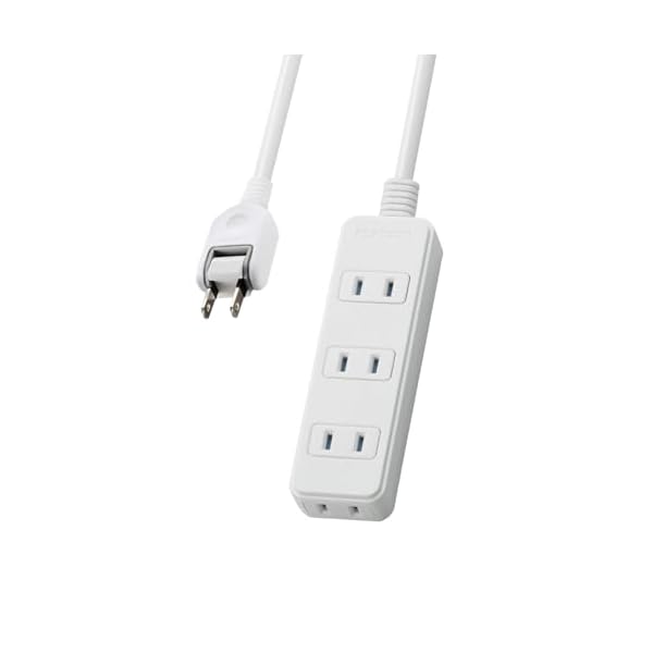 エレコム 電源タップ 4個口 スイングプラグ ほこり防止シャッター付 3m ホワイト T-TST02-22430WH