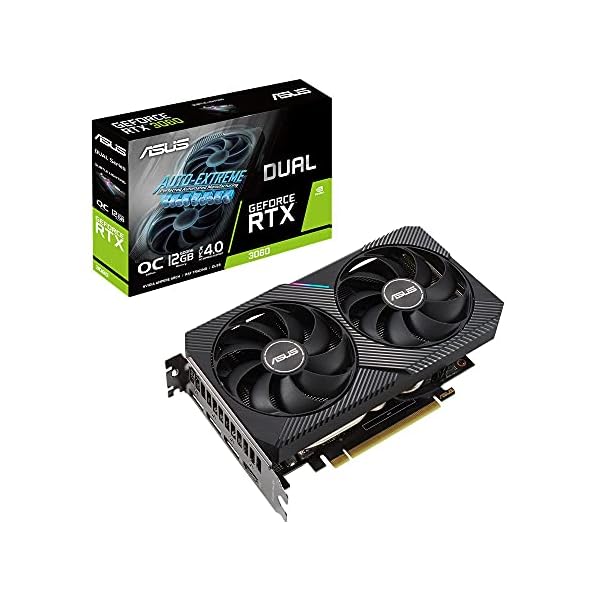 ASUSTek NVIDIA RTX3060 搭載 Axial-techファンと2スロット設計 DUAL-RTX3060-O12G-V2