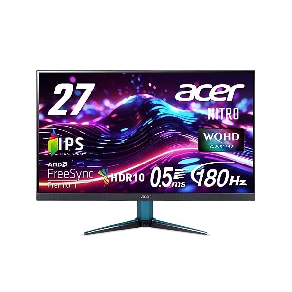 日本エイサー Acer Nitro ゲーミングモニター 27インチ IPS 非光沢 WQHD 180Hz 0.5ms HDMI 2.0 DisplayPort VESAマウント対応 スピーカー内蔵 ヘッドホン端子 AMD FreeSync Premi