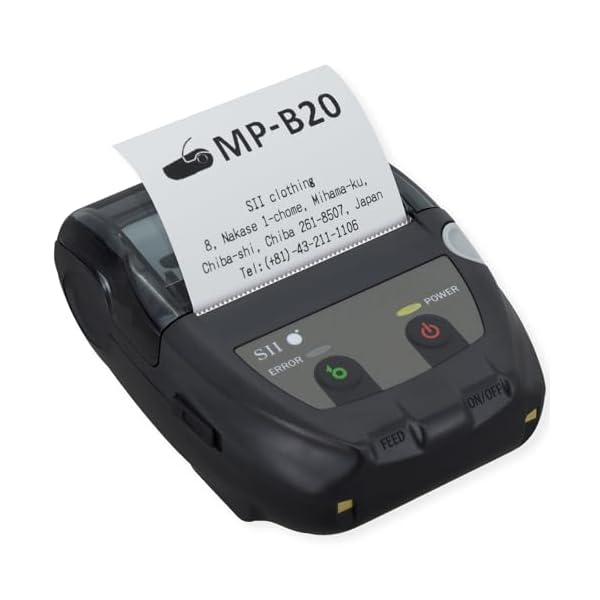 セイコーインスツル モノクロ モバイル型感熱式プリンター MP-B20 USB Bluetooth接続 MFi認定 ブラック