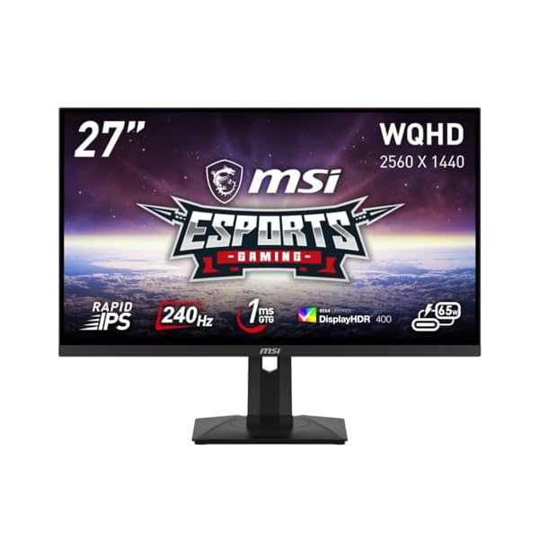 MSI ゲーミングモニター G274QPX 27インチ/WQHD/RAPID IPSパネル/240Hz/1ms(GTG)/G-SYNC Compatible/DisplayHDR 400/HDMI/DP/USB Type-C(最大65W)/縦横回転・