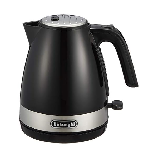 DeLonghi(デロンギ) De'Longhi電気ケトル アクティブ シリーズ KBLA1200J-BK イタリアンデザイン 1.0L ワンプッシュオープン 異物混入防止フィルタ 見やすい水量計 電源コードホルダー [インテンスブラック] ファミリ