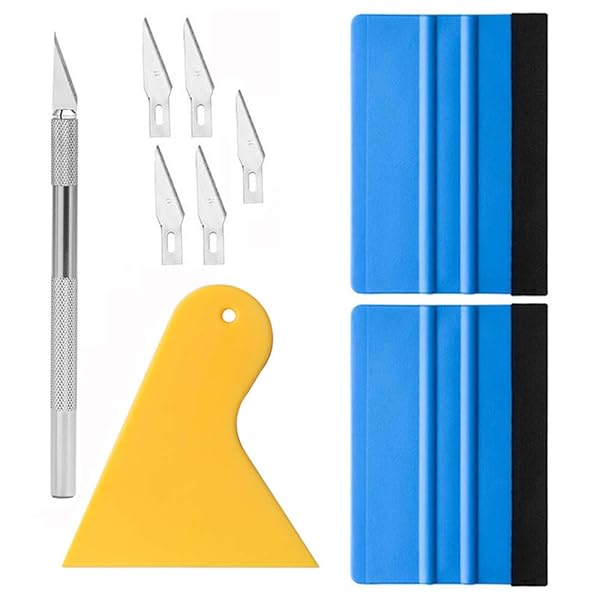 Kiligen 4点セット万能 カーボンシート カーフィルム カッティングシート シール施工 スクレーパー ス..