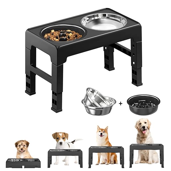 ペットボウル Pawabooフードボウル 台 お皿 中型犬 大型犬 ペット用品 食器 フードスタンド付き 高度調節4段 ステンレスボウル 早食い防止ボウル ペット皿 滑り止め 給餌容器 給水容器 コンパクト ボウル 取り外し可能 ボウル3個 給餌 水