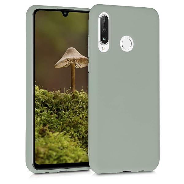 kwmobile スマホケース Huawei P30 Lite対応 ケース - 耐衝撃 滑り止め ソフト TPU シリコン - グリーングレー