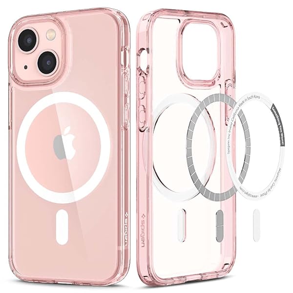 Spigen iPhone13Miniケース MagSafe マグネット搭載 耐衝撃 米軍MIL規格取得 2重構造 すり傷防止 マグセーフ 適用カバー ワイヤレス充電対応 ウルトラ・ハイブリッド マグ ACS03324 (ローズ・クリスタル)