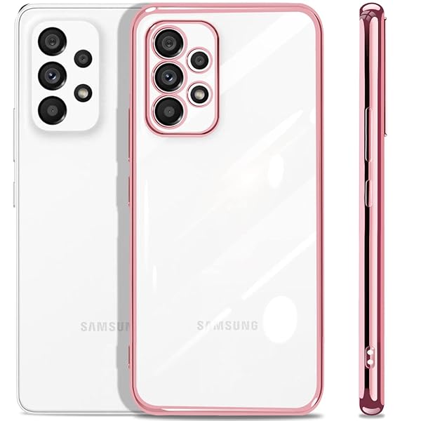 SAMSUNG Galaxy A53 5G ケース クリア 薄型 耐衝撃 SC-53C SCG15 透明 カバー 軽量 TPU メッキ加工 ソフトケース 人気 保護カバー(ローズゴールド)