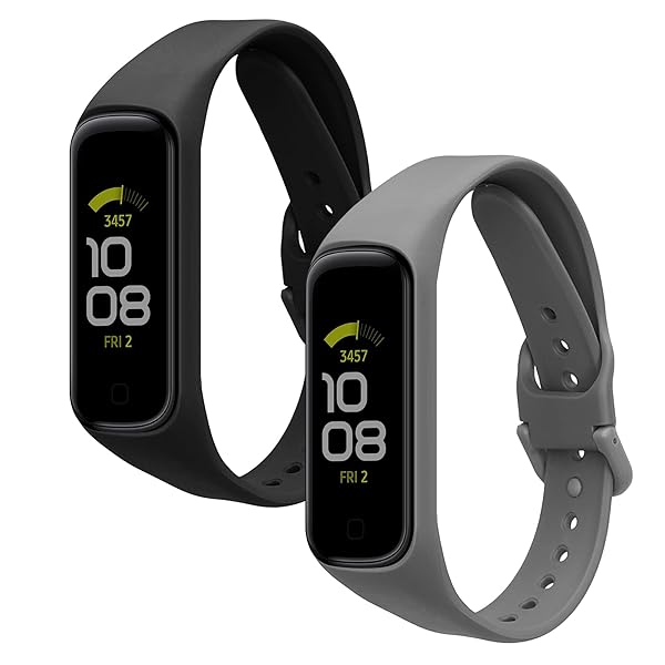 kwmobile 2x 交換ベルト 対応: Samsung Galaxy Fit 2 バンド - シリコンバンド ソフト TPU 耐久性 黒色/ダーク スレート