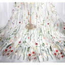 花柄刺繍レース生地 幅130CM 長さ180CM ハギレチュール ヴィンテージ レース メッシュレース かわいい花柄 DIY手作り 手芸 衣装アクセサリー 結婚式 ドレス ワンピース 縫製用 180*130cm