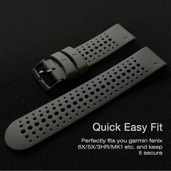 [Ahayo] QuickFit 26mm 替えバンド for GARMIN(ガーミン) Fenix 6X バンド 留め金具の多空気穴通気性 シリコン スポーツ バンド アップ対応GARMIN(ガーミン) Fenix 7X/ Fenix 5X / T