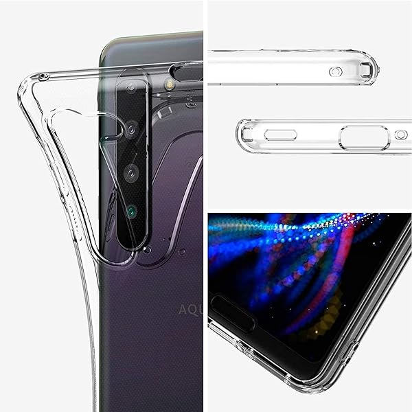 【UNEED】AQUOS R5G/908SH 用の スマホケース SH-51A / SHG01 用の カバー TPU 超薄型 全面保護 ケース ソフト ケース クリア シリコン 透明 クリア ケース 耐衝撃 TPU ケース 擦り傷防止吸収柔らかい手触