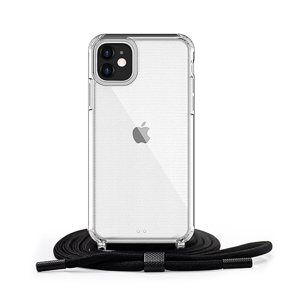Handodo Apple iPhone 11 用 ケース iPhone 11 カバー ネック ショルダー ストラップ付き スマホ シリコン カバー 紐付き 斜めがけ 織りストラップ付き 調節可能なショルダー クロスボディ ネックレス 保護