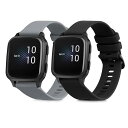 2x 交換ベルト 対応: Garmin Venu Sq Music/Sq バンド - シリコンバンド ソフト TPU 耐久性 黒色/グレー