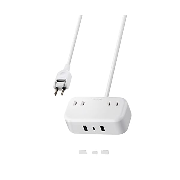 エレコム 電源タップ 雷ガード USBタップ 1.5m 2個口 USB 32W [ USB-A 2ポート/ USB-C 1ポート ] 卓上..
