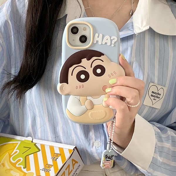 RUIKER iphone 15 用 ケース クレヨンしんちゃん 可愛い 立体 耐衝撃 iphone14 かわいい アニメ キャラクター スマホケース 対応 iPhone 13 飾り付け シリコン ケース アイフォン15 スマホケース