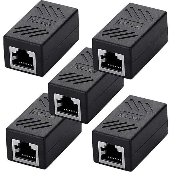 SIENOC RJ45 LANケーブル用中継コネクタ コンパクト ギガビット RJ45 延長 コネクタ プラグ CAT5/CAT6 メス-メス 5個入り ブラック (5個入り)