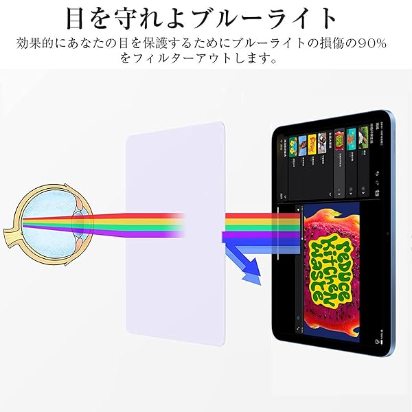 【ブルーライトカット】iPad 第11世代 A16（2025）/iPad 第10世代(2022) 10.9 インチ 強化ガラス保護フィルム ブルーライト 目の疲れ軽減 硬度9H 旭硝子社素材 高透過率 指紋防止 貼り付け アイパッド 第十一世代/第十 - Image 2