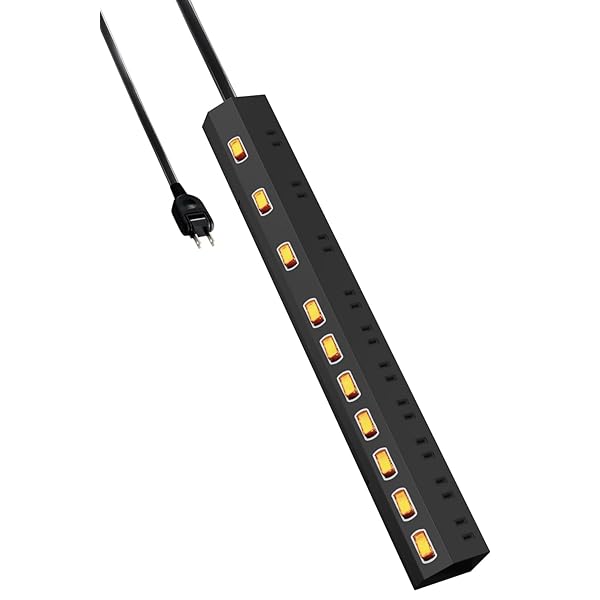 エレコム 電源タップ 雷ガード 10個口 個別スイッチ ホコリ防止シャッター付き スイングプラグ 2.5m ブ..