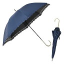 日傘 レディース 長傘 UVカット 晴雨兼用 100 遮光 軽量 UV 99.9%以上 遮熱効果 ヒートカット 花柄 レース パラソル a.s.s.a (FL089/ネイビー)