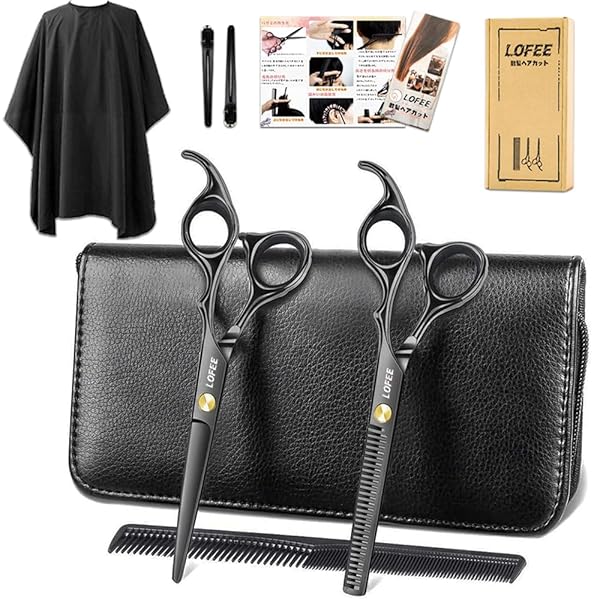 LOFEE 散髪 ヘアカット すきばさみ セット ハサミ シザー 左右 プロ 初心者 美容師 理容師 セルフカッ..