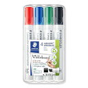ステッドラー(STAEDTLER) ホワイトボードマーカー ルモカラー 角芯 太字 4色 351 B WP4