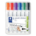 ステッドラー(STAEDTLER) ホワイトボードマーカー ルモカラー 角芯 太字 6色 351 B WP6
