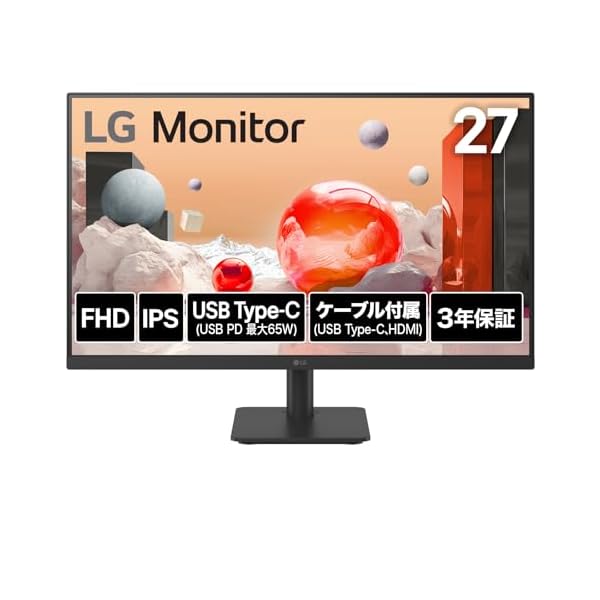 LG モニター ディスプレイ 27MS530B-B 27インチ/フルHD(1920×1080)/100Hz/IPS/アンチグレア/HDMI×2/USB Type-C(USB PD65W)/フリッカーセーフ/ブルーライト低減モード/色覚調整/3年安心・