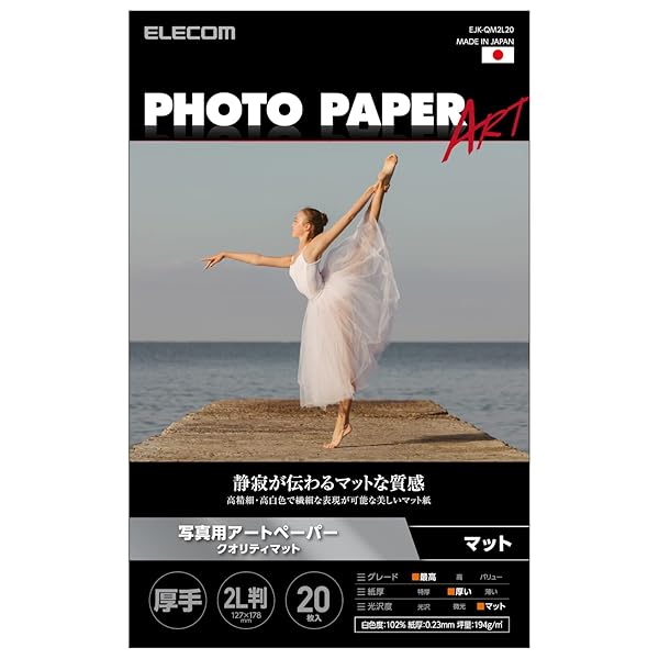 エレコム 写真用紙 プリンター用紙 2L判 20枚 マット 写真用アートペーパー 最上級グレードART紙 厚手 ..