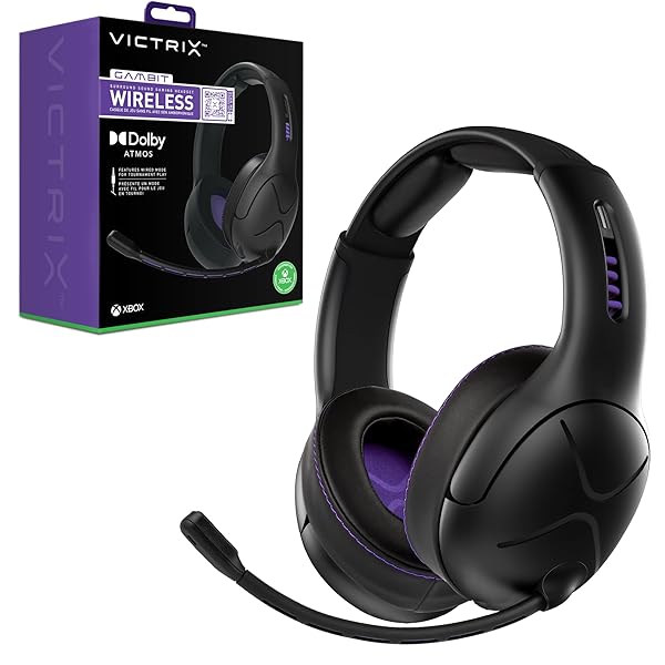 【Xbox公式ライセンス商品】PDP Victrix Gambit Xboxゲーミングヘッドセット ワイヤレス 有線 ブラック マイク付き【国内正規品】