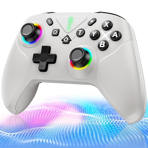 Switch 2 コントローラー ダブルホール機能 Switch1/2代对応【2025革新モデル】スイッチ プロコン TURBO自動連射機能 6軸ジャイロセンサー搭載 4階段HD振動 背面ボタン付き 9色RGBライト ゼロ遅延 無線接続 1000mA